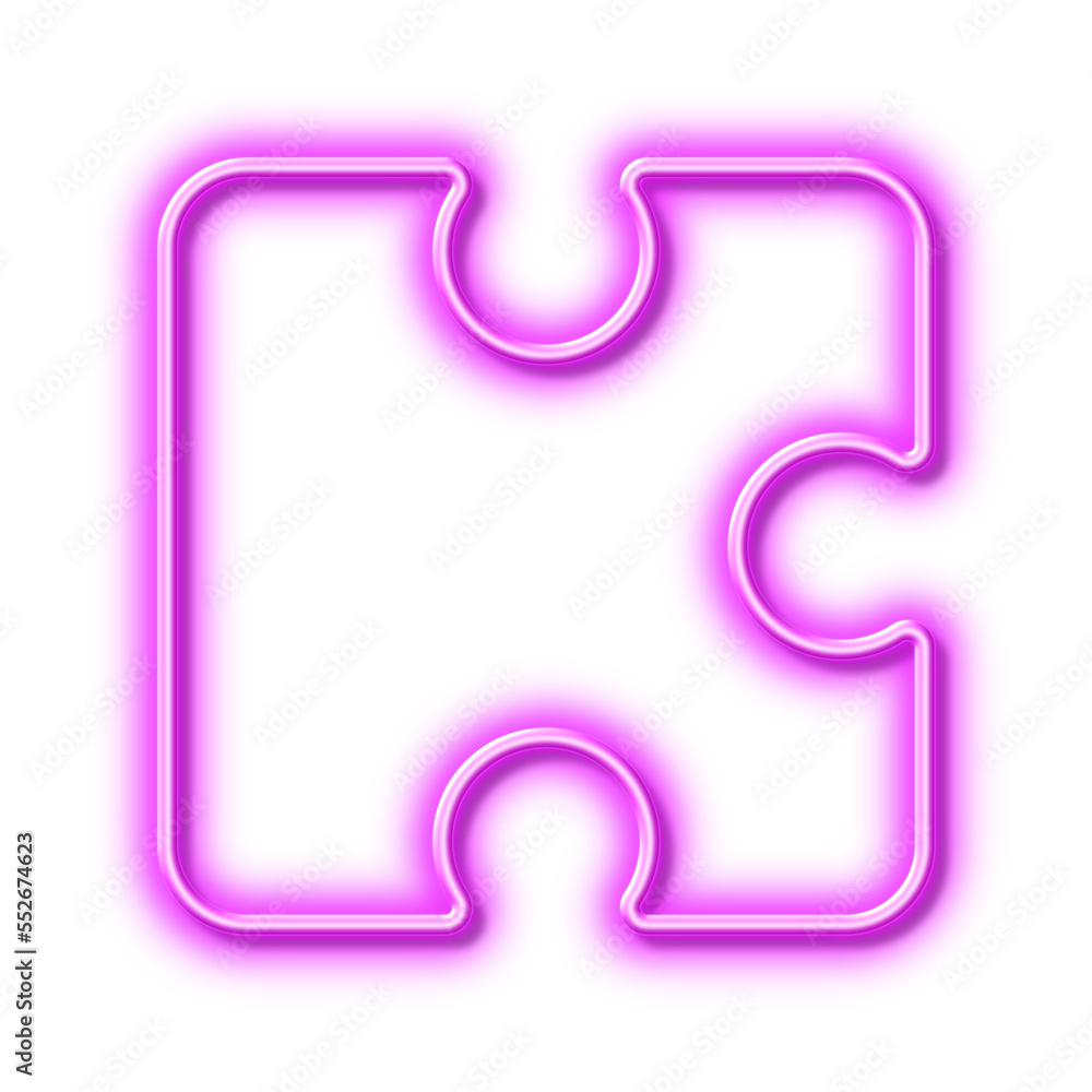 Puzzle piece line icon. Jigsaw game shape sign. Neon light effect outline icon. Puzzle piece line icon. Jigsaw game shape sign. Neon light effect outline icon.