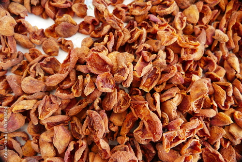 Dried apricots to make apricot compote, close-up dried apricots,