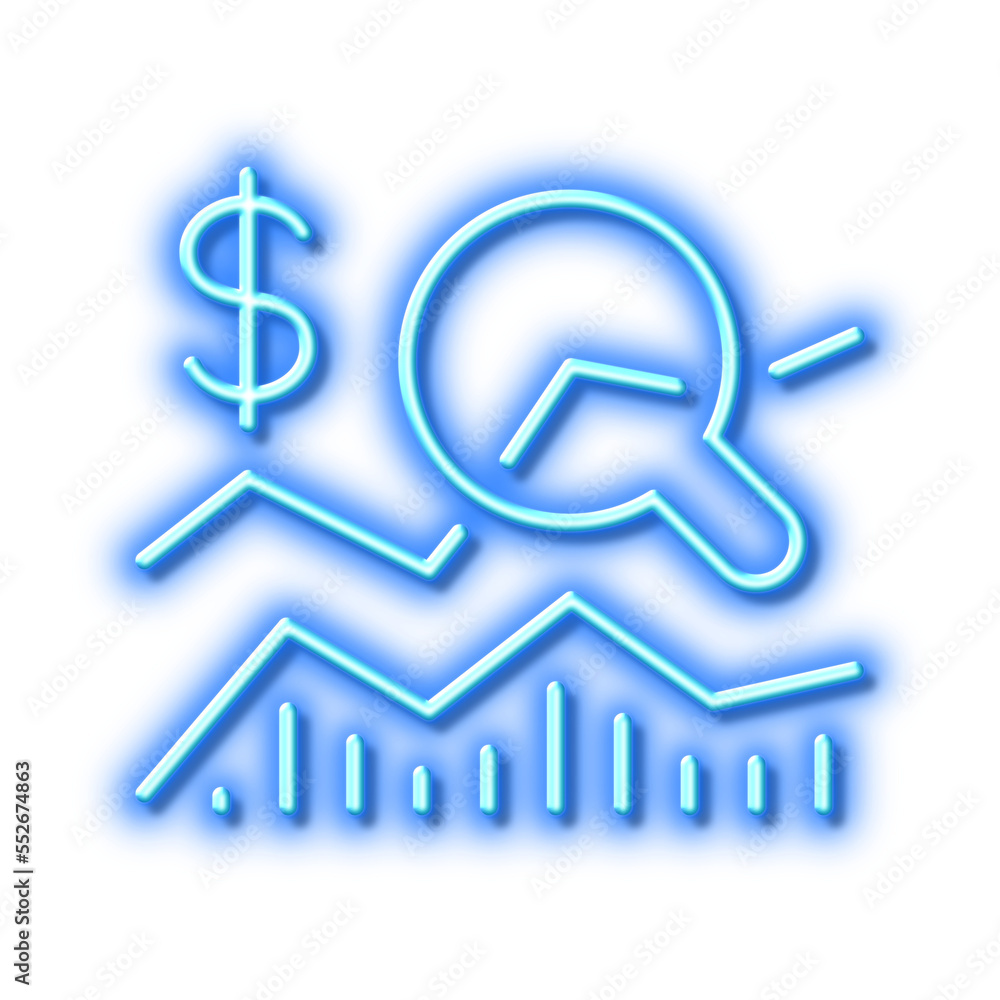 Check investment line icon. Business audit sign. Neon light effect outline icon. Check investment line icon. Business audit sign. Neon light effect outline icon.