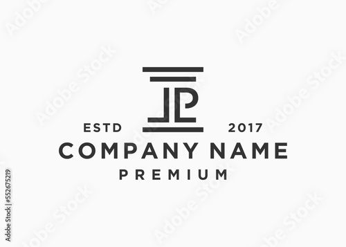 letter lp law logo design vector illustration template