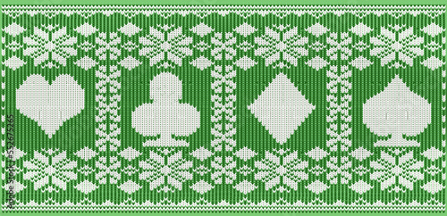 Happy New year knitted banner with xmas poker cards, vector illustration