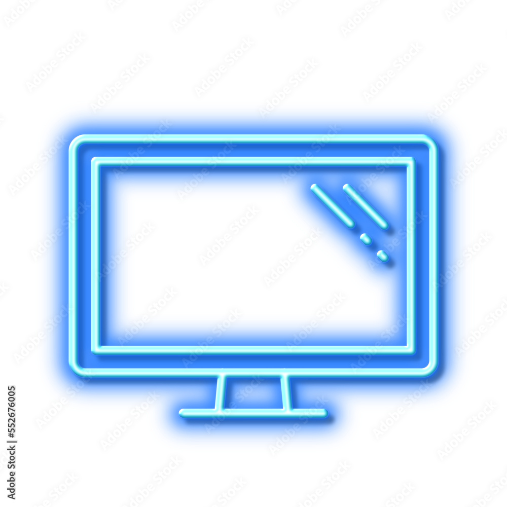 Monitor line icon. Computer component device sign. Neon light effect outline icon. Monitor line icon. Computer component device sign. Neon light effect outline icon.