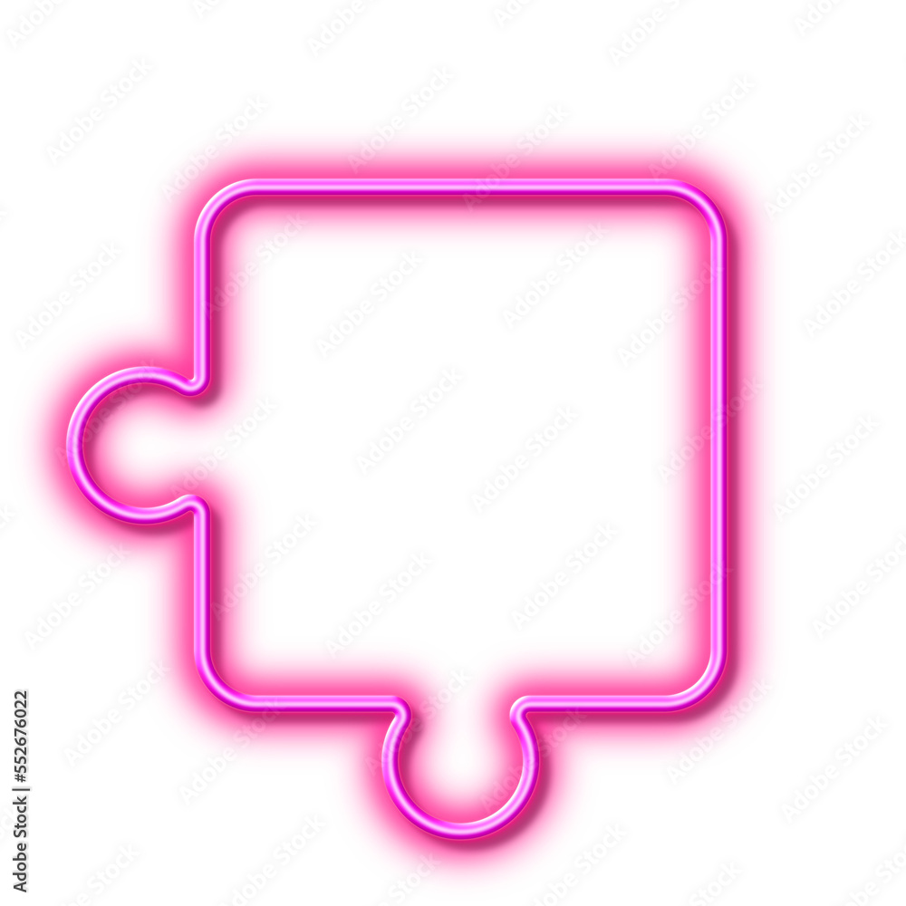 Puzzle piece line icon. Jigsaw game shape sign. Neon light effect outline icon. Puzzle piece line icon. Jigsaw game shape sign. Neon light effect outline icon.
