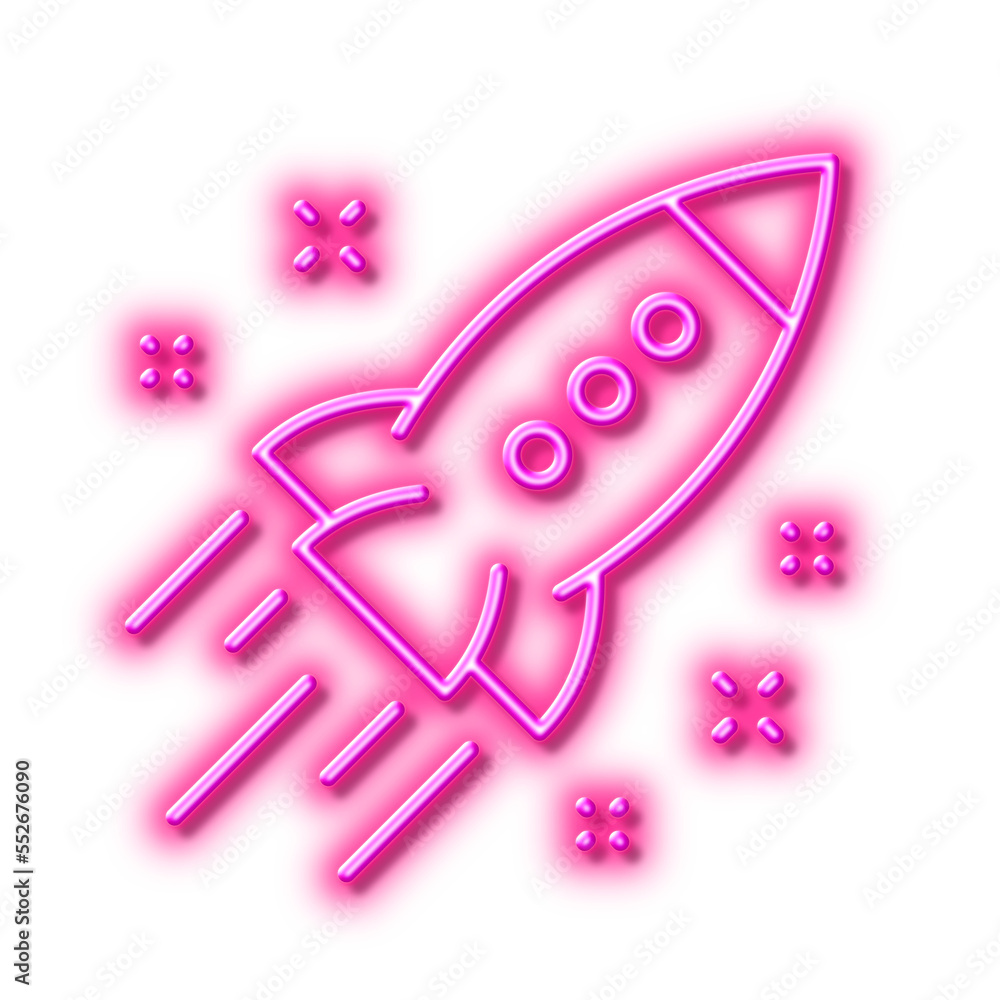 Startup rocket line icon. Launch Project sign. Neon light effect outline icon.