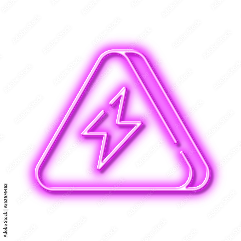 Power line icon. Flash electric energy sign. Neon light effect outline icon.