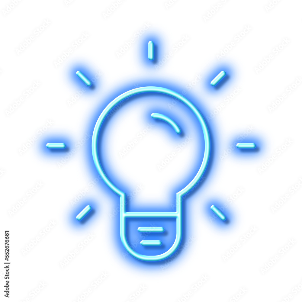 Light Bulb line icon. Lamp sign. Neon light effect outline icon. Light Bulb line icon. Lamp sign. Neon light effect outline icon.