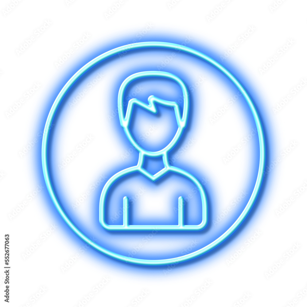 User line icon. Male Profile sign. Neon light effect outline icon. User line icon. Male Profile sign. Neon light effect outline icon.