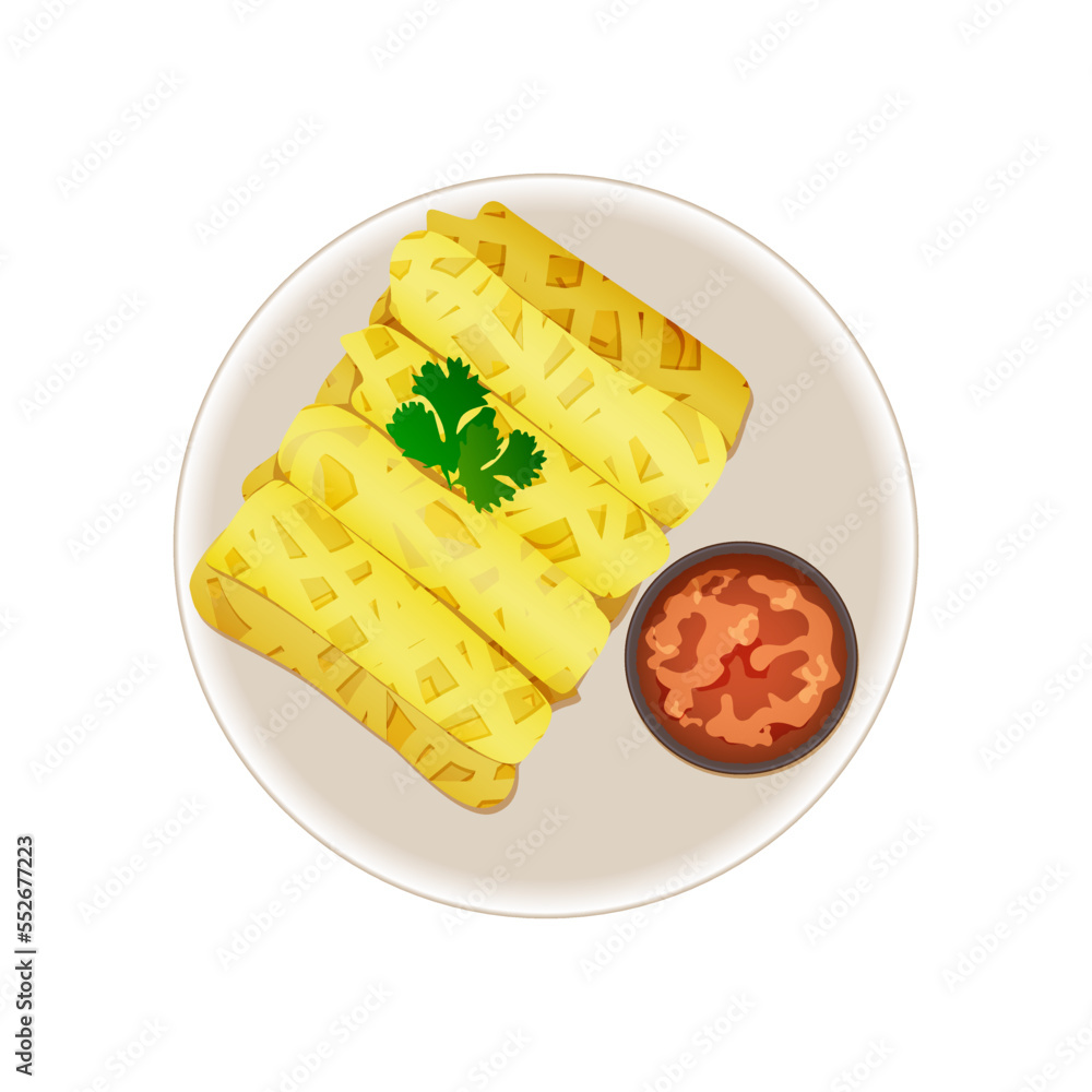 Malaysian cuisine, Asian food, exotic dishes, Roti Jala, vector ...