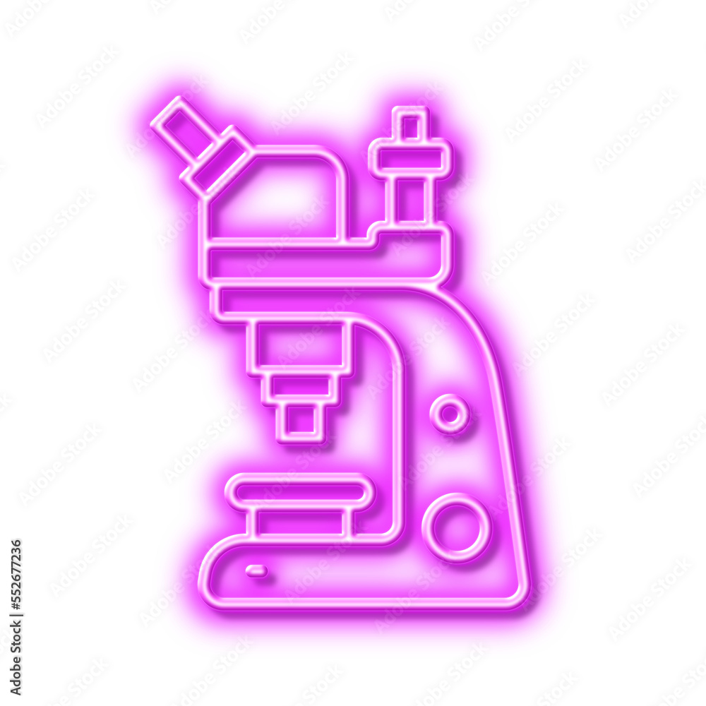 Microscope line icon. Chemistry lab sign. Analysis. Neon light effect outline icon. Microscope line icon. Chemistry lab sign. Analysis. Neon light effect outline icon.