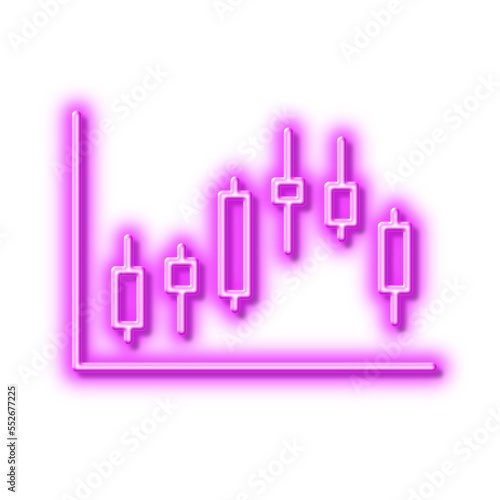 Candlestick chart line icon. Financial graph. Neon light effect outline icon.