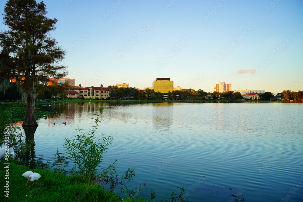 Sun set Landscape of city center of lakeland Florida