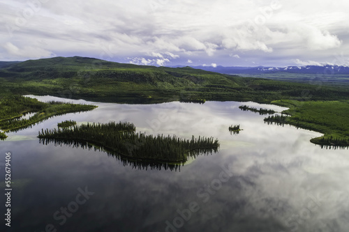 The Twin Lakes area near Carmacks, Yukon seen from an aerial perspective; Carmacks, Yukon, Canada photo