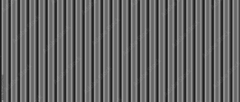 Vector black vertical striped metal fence texture. Realistic plastic house siding seamless pattern. 3d iron grooved wall background. Wavy aluminium urban sheet. Roofing metal sheet. Floor line plate Vector black vertical striped metal fence texture. Realistic plastic house siding seamless pattern. 3d iron grooved wall background. Wavy aluminium urban sheet. Roofing metal sheet. Floor line plate