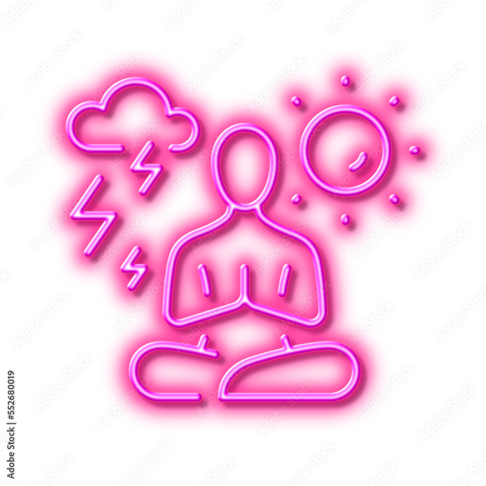 Yoga line icon. Meditation pose sign. Neon light effect outline icon. Yoga line icon. Meditation pose sign. Neon light effect outline icon.
