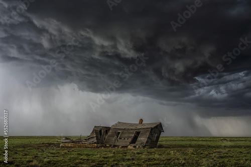 Dramatic skies over the landscape seen during a storm chasing tour in the midwest of the United States; Kansas, United States of America