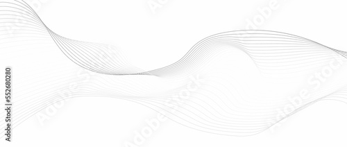 Wave line background with smooth shape. Beautiful wavy line on a white background. Horizontal banner template. Abstract futuristic template. Chrome technological wallpaper. 