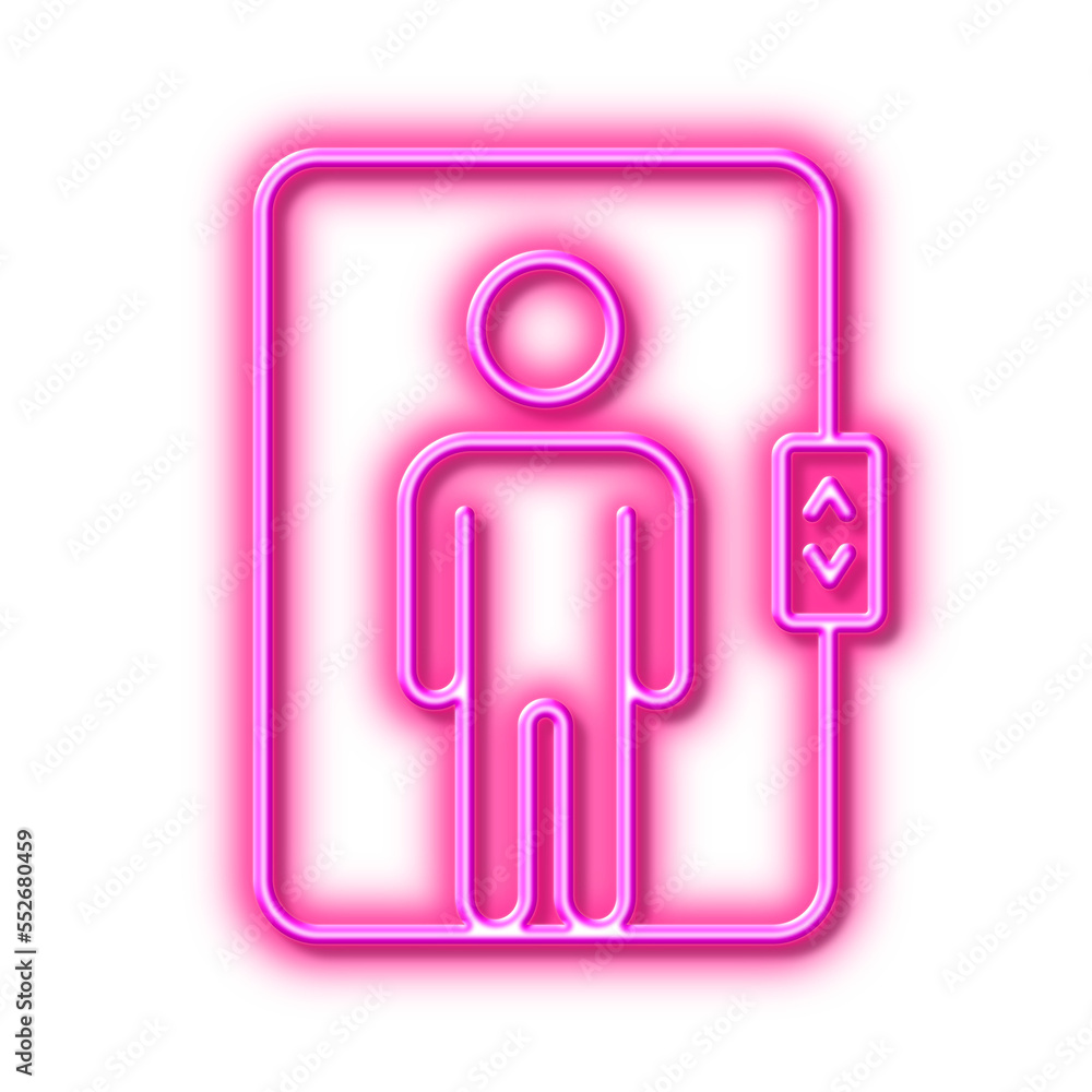 Elevator line icon. Transportation lift sign. Neon light effect outline icon. Elevator line icon. Transportation lift sign. Neon light effect outline icon.
