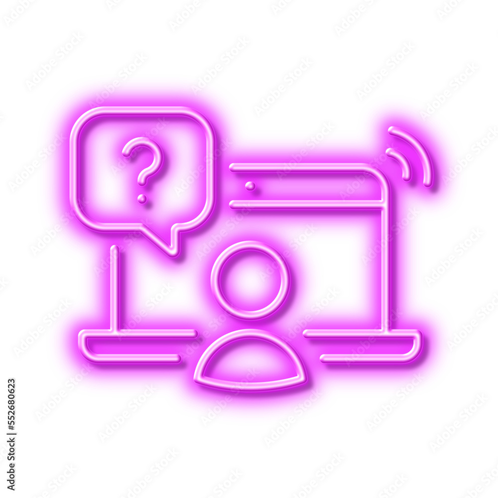 Online question line icon. Ask help sign. Neon light effect outline icon. Online question line icon. Ask help sign. Neon light effect outline icon.