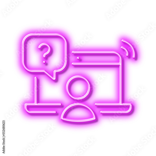 Online question line icon. Ask help sign. Neon light effect outline icon.