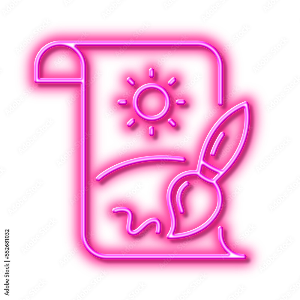 Creative painting brush line icon. Creativity sign. Neon light effect outline icon. Creative painting brush line icon. Creativity sign. Neon light effect outline icon.