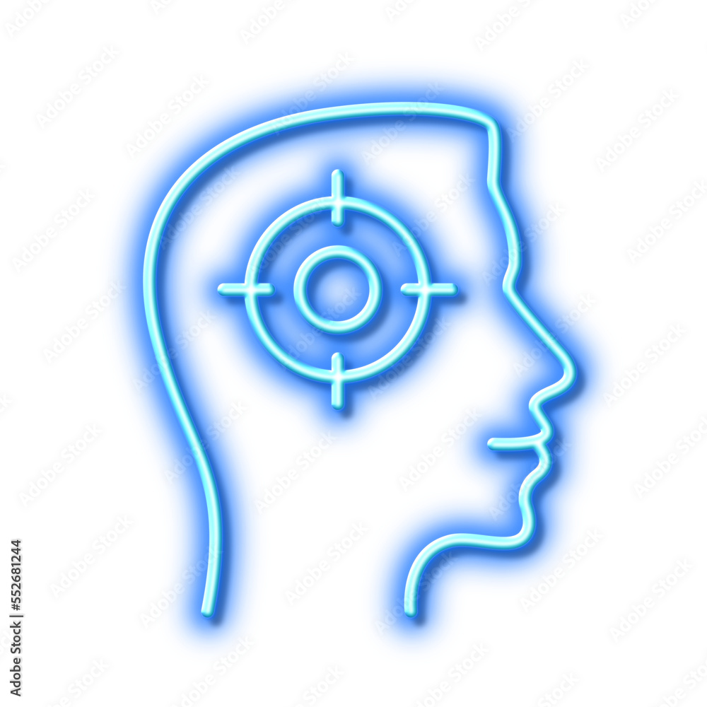 Head hunting line icon. Business target sign. Neon light effect outline icon. Head hunting line icon. Business target sign. Neon light effect outline icon.