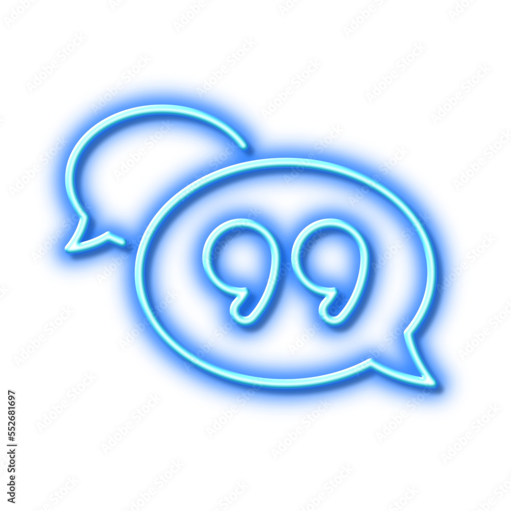 Quote bubble line icon. Chat comment sign. Speech bubble. Neon light effect outline icon. Quote bubble line icon. Chat comment sign. Speech bubble. Neon light effect outline icon.