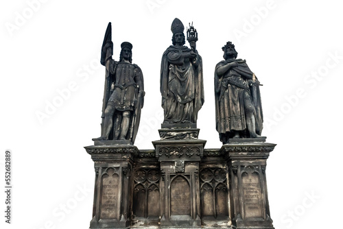 Fotografie Statues of Saints Norbert, Wenceslaus and Sigismund, Charles Bridge, Prague