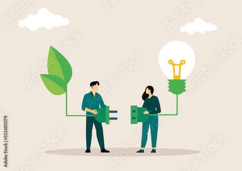 Green energy illustration. Renewable energy concept. Vector illustration.