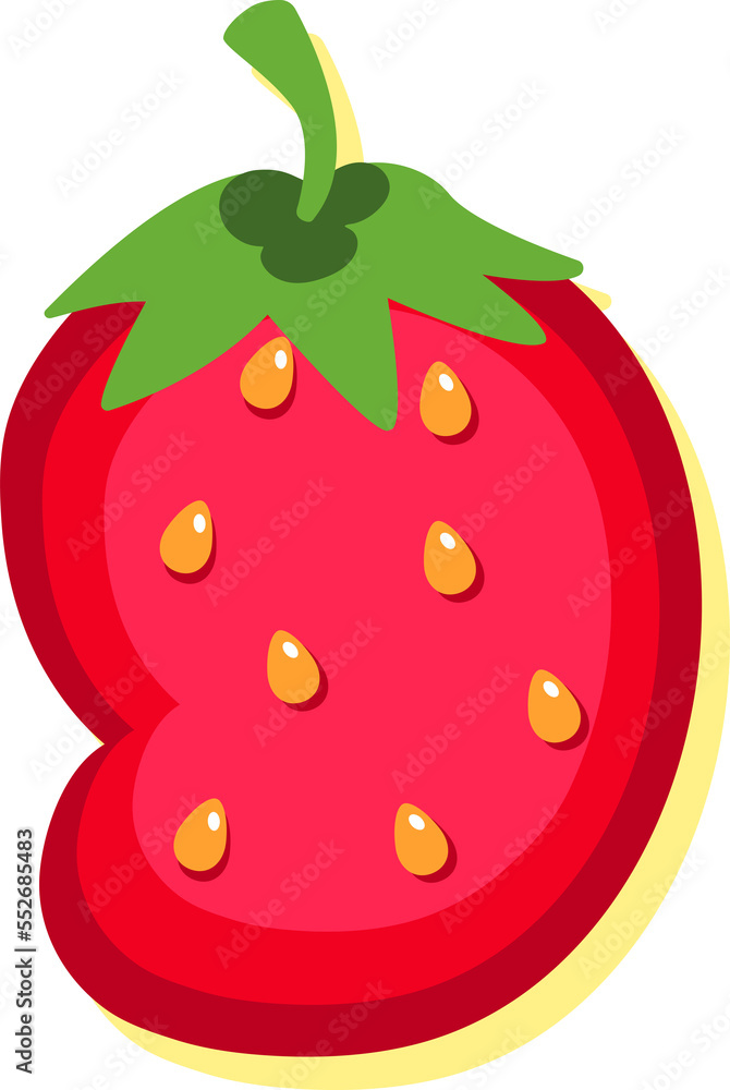 Strawberry fruit style alphabet text, namber 9