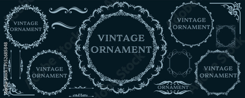 グラフィック素材: オリエント柄、アラベスク柄、アンティーク、飾り罫ビンテージのフレームのセット