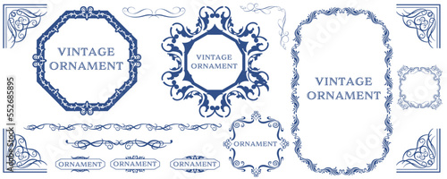 set of graphic materials, oriental patterns, arabesque patterns, antiques, decorative borders and vintage frames.