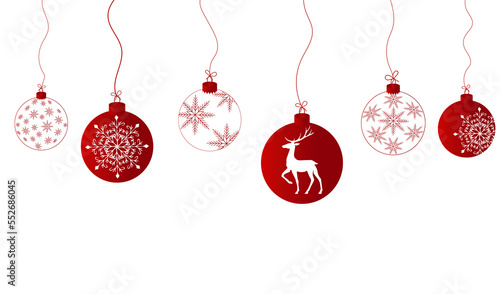 Festive background  web banner  postcard with Christmas balls  snowflakes  deer. with elements of hand drawing. Can be used as a poster  greeting or invitation. For a festive mood
