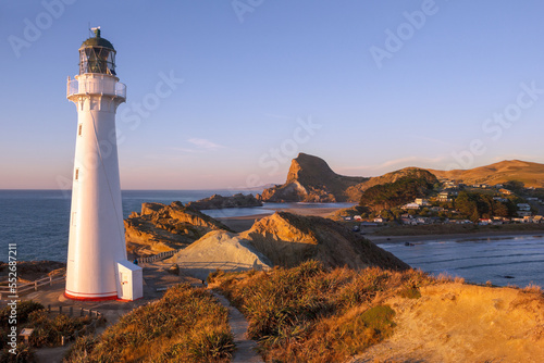 Castlepoint Lighthouse, sunrise panorama, New Zealand