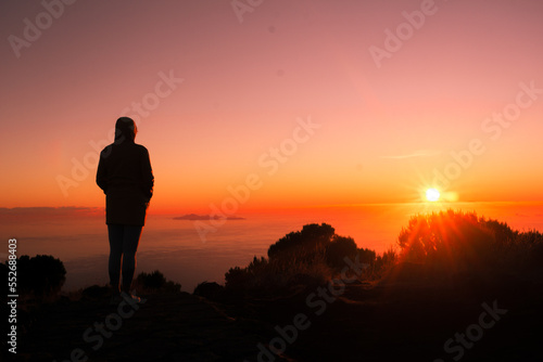Madeira sunrise on mountain 