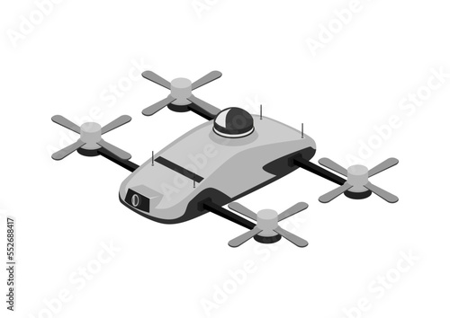 Drone. Isometric illustration of a flying drone. Vector.