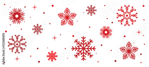 Red snowflakes christmas background. Vector design for xmas holidays, card,banner, poster.
