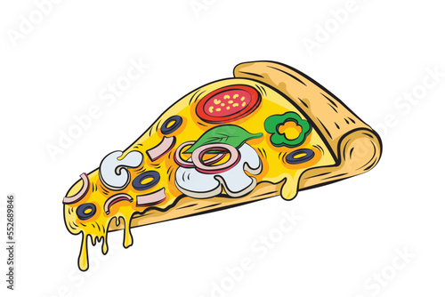 Pizza vector illustration. Icon Italian pizza.Icon Italian pizza. A slice of pizza for the design of advertising for your restaurant business.