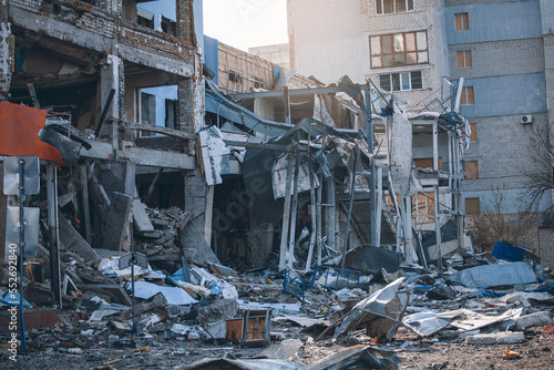 Принти на полотні Building Destroyed by a Missile during the War in Ukraine