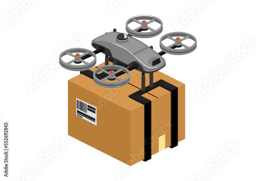 Drone. Isometric illustration of a flying drone. Vector.