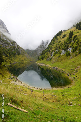 Faelensee - Faelen lake  mountain lake in the Swiss Alps