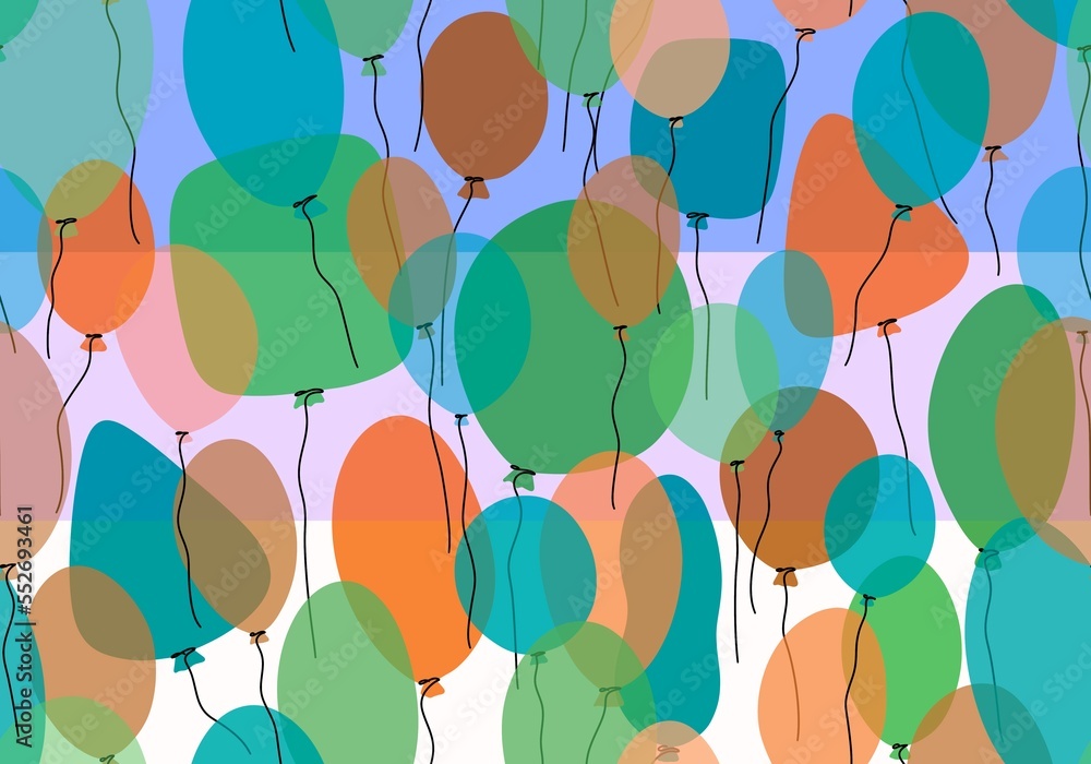 Festive cartoon seamless balloons pattern for wrapping paper and fabrics and linens and birthday packaging
