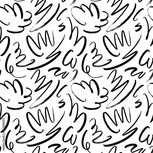 Vector seamless pattern with marker drawn scribble. Hand drawn elegant calligraphy swirls. Curly brush strokes, marker scrawls as graphic design for backdrops.