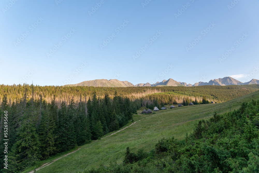 View of the mountains and mountain landscape. The concept of a beautiful mountain landscape, tourism.