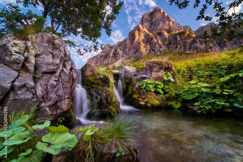 Beautiful little waterfalls at Pian Marchisio, Ellero Valley, PIedmont, Italy