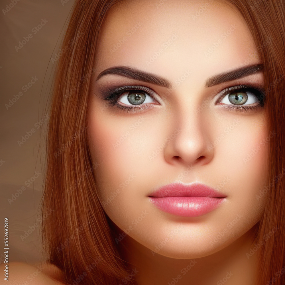 An elegant girl with a beautiful face and eyes. Portrait of a woman in close-up. AI Art. An elegant girl with a beautiful face and eyes. Portrait of a woman in close-up. AI Art.