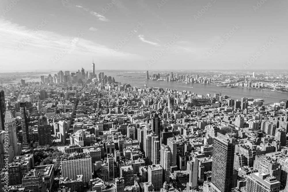 2020, SEPTEMBER 03 - NEW YORK, USA - Manhattan skyscraper from Empire State Building