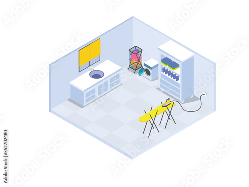 Modern laundry room with washing machine