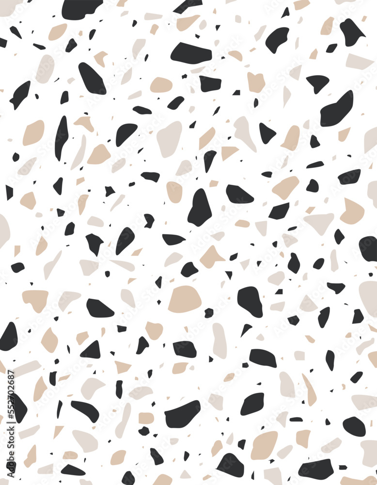 Fototapeta premium Terrazzo flooring template. Style vector pattern of marble rock stone texture on the white background. Perfect element for floor, fabrics and walls in interior or for print