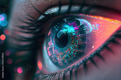 A close-up of the human eye. Close-up of the amazing pupil. Generative AI.