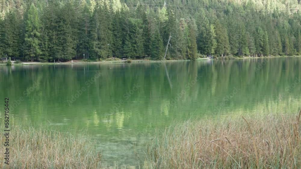 Autumn morning after the rain by the lake of Dobbiaco(Toblacher See). South Tyrol, province of Bolzano. Dolomites, Italy. Autumn morning after the rain by the lake of Dobbiaco(Toblacher See). South Tyrol, province of Bolzano. Dolomites, Italy.